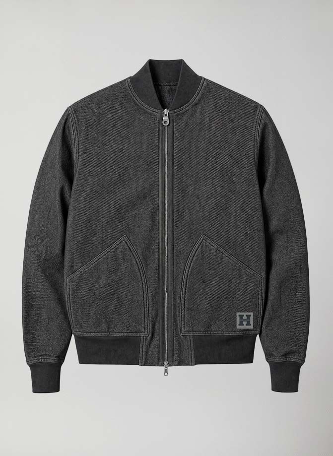 Bomber denim comfort uomo mezza stagione mason bomber #Dark Grey - Dark Grey