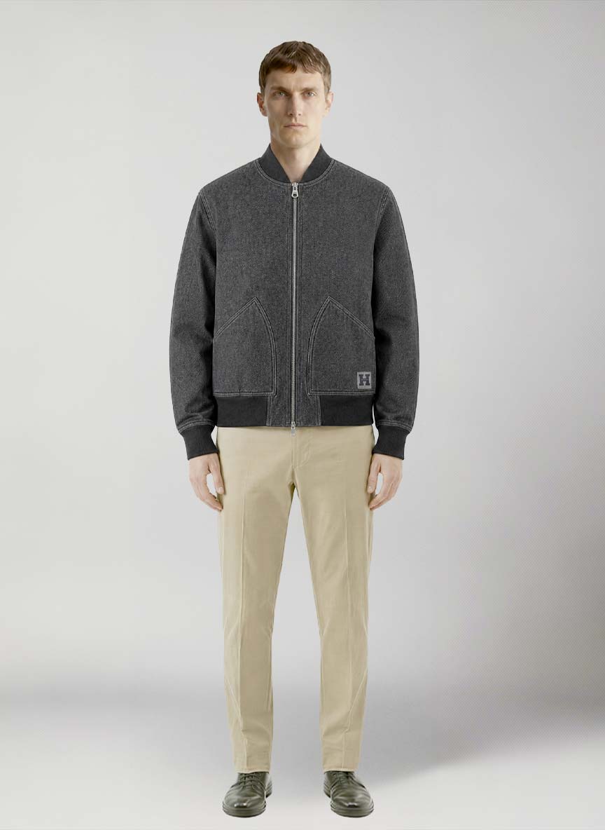 Bomber denim comfort uomo mezza stagione mason bomber modello fronte dark grey