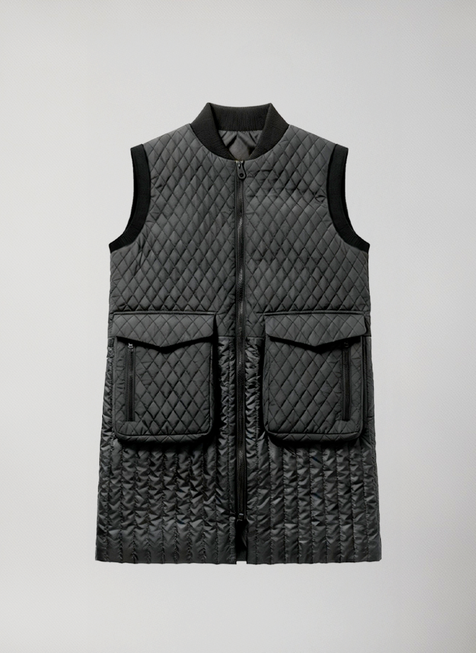 Gilet lungo comfort fit donna mezza stagione Wallace vestt #Black - Black