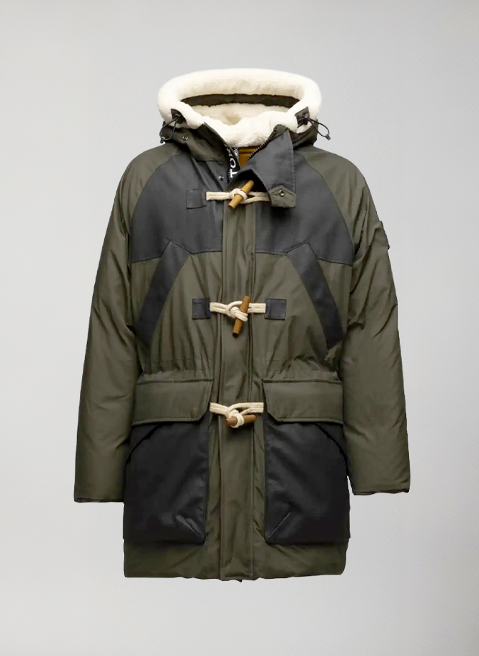 Parka Oversize Uomo in Piuma con Alamari e Pelliccia Polaris Parka #Dark Green - Dark Green