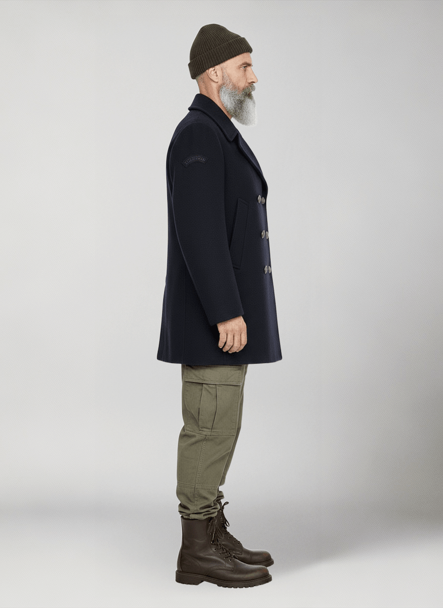 eacoat Jacket Uomo Doppiopetto con Bottoni in Metallo Laterale 