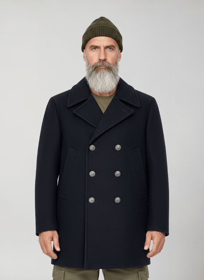 eacoat Jacket Uomo Doppiopetto con Bottoni in Metallo Frontale mezzo busto
 