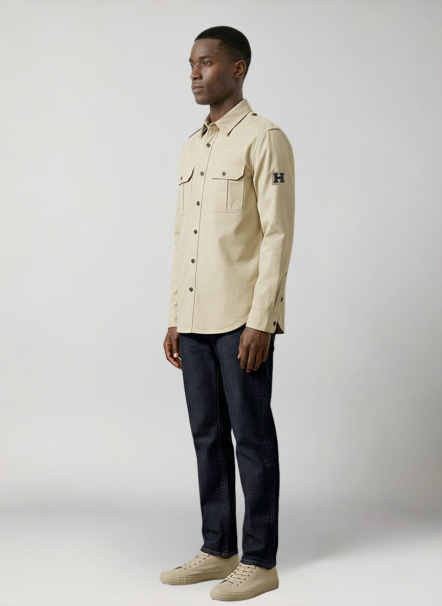 giacca a camicia mezza stagione uomo harnish overshirt modello lato 
