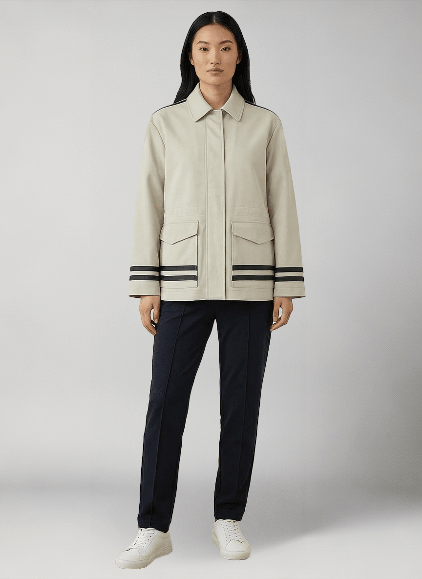 giacca camicia donna mezza stagione cordova aron modella fronte 