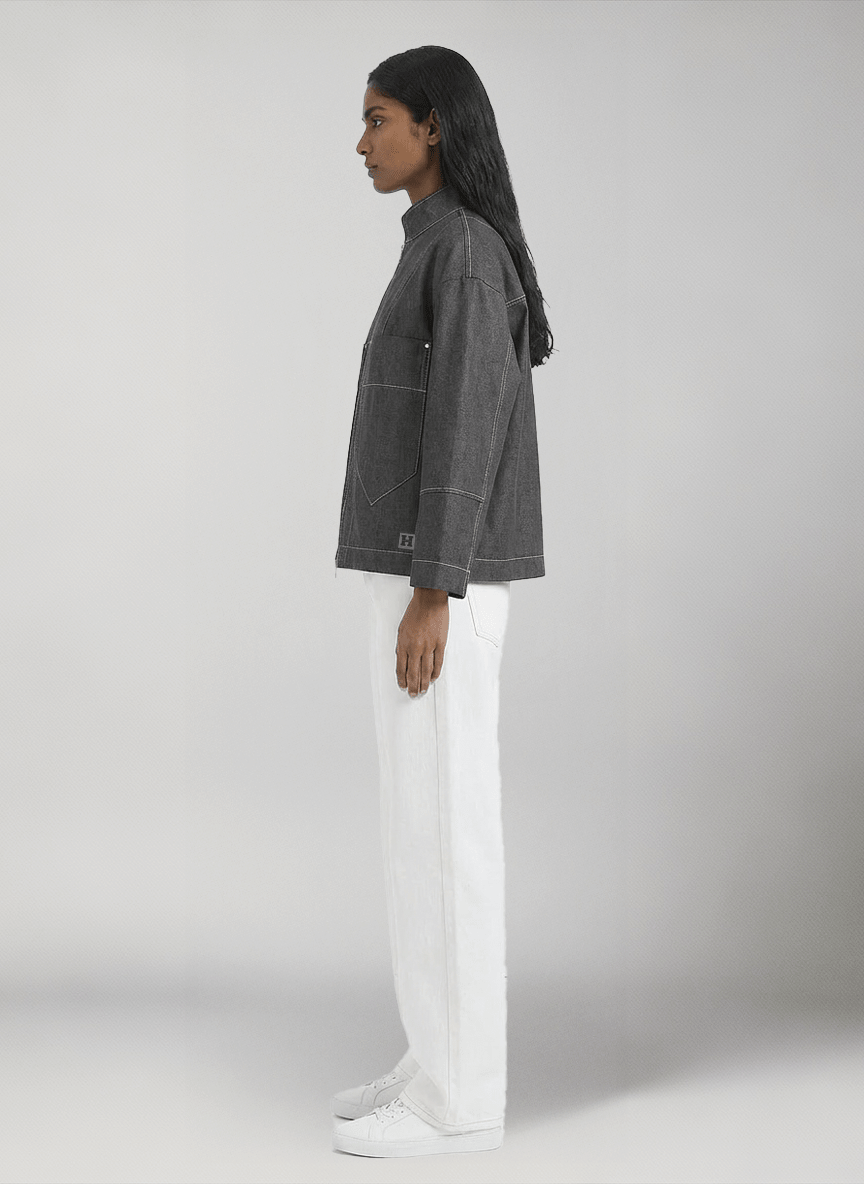 giacca mezza stagione grigia donna marbella jacket modella lato 