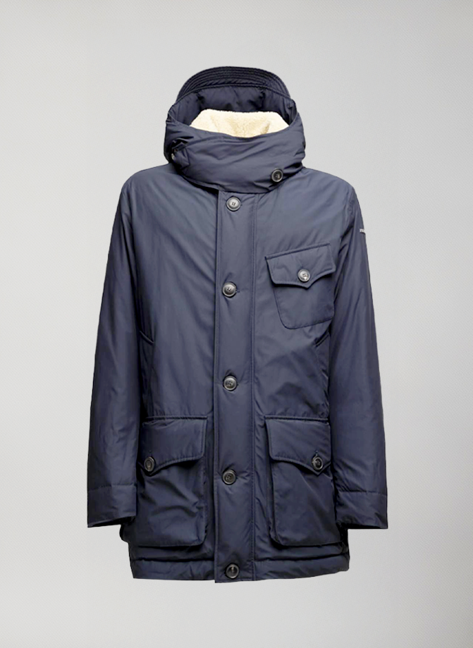 Parka Uomo in Piuma d'Anatra con Collo in Montone Atmospheric Parka #Dark Blue - Dark Blue