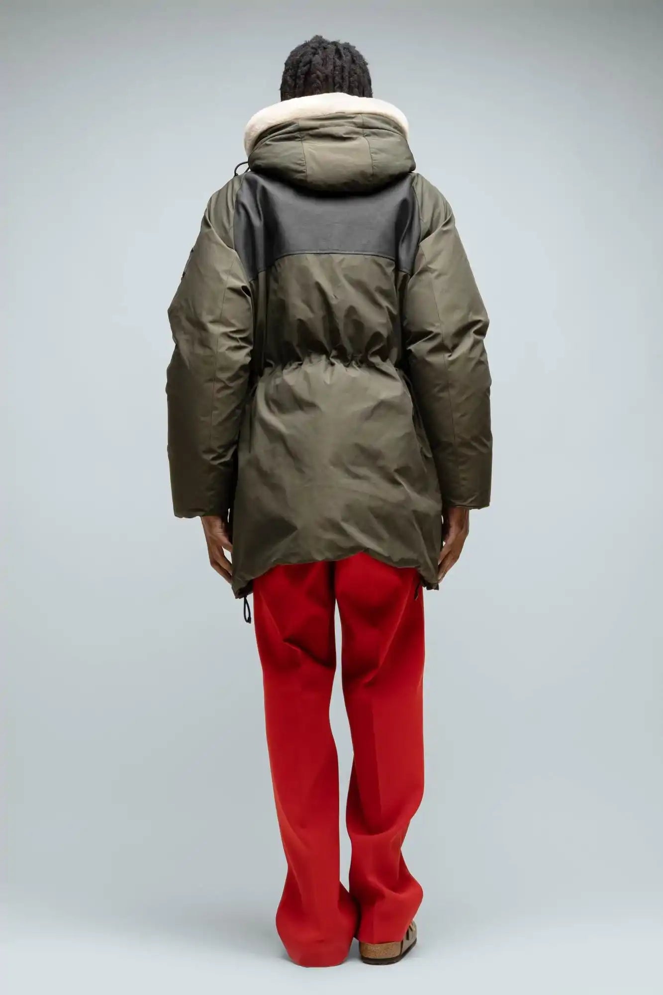Parka Oversize Uomo in Piuma con Alamari e Pelliccia Polaris Parka Retro 