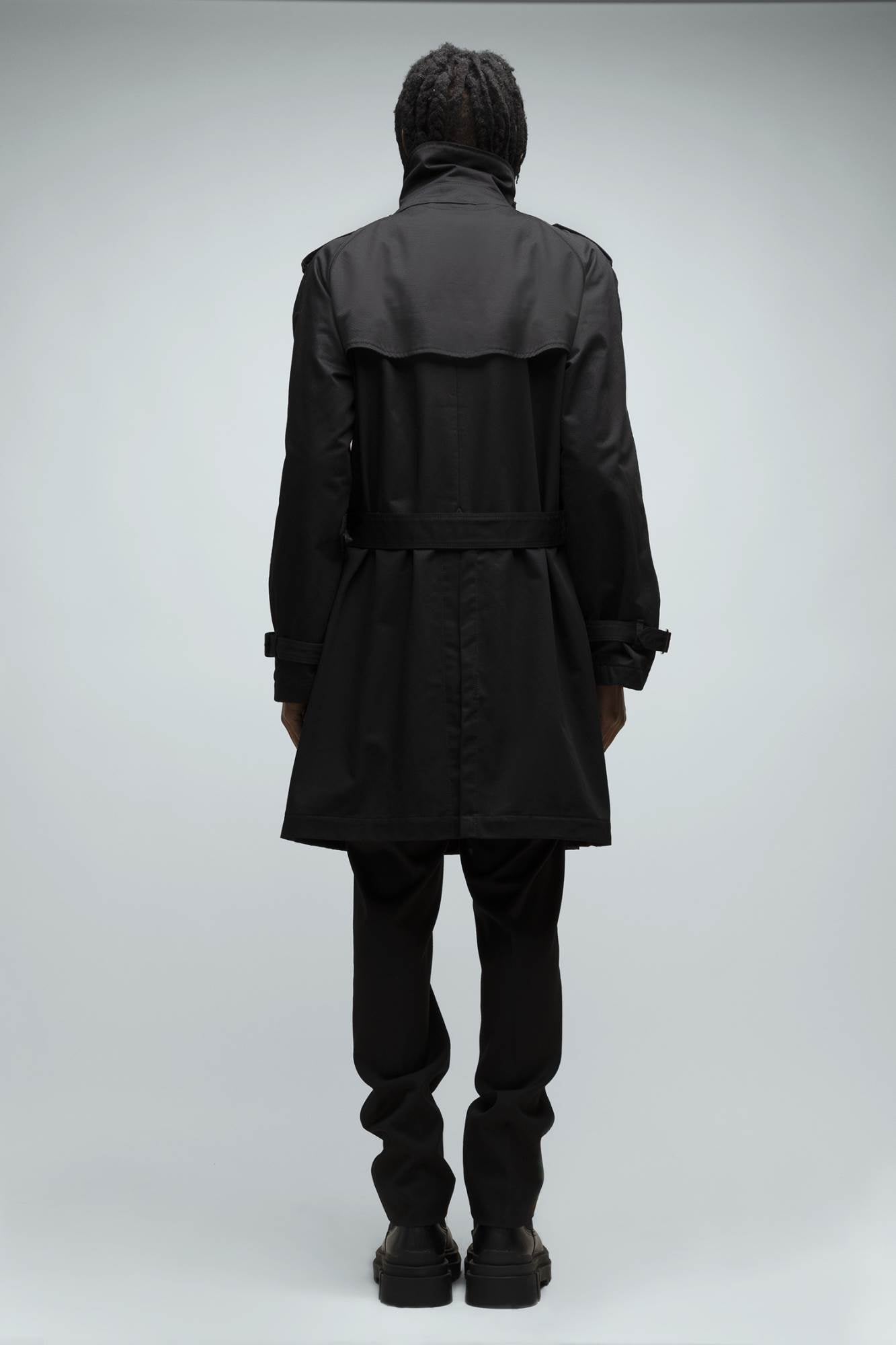 Trench Nero Lungo in Cotone - Hailey Trench Retro Uomo 